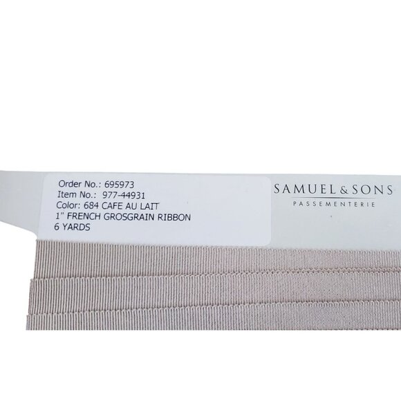 Samuel & Sons 3.5 Yards French Grosgrain Fabric Ribbon 1" Cafe Au Lait Trimming - Picture 6 of 8